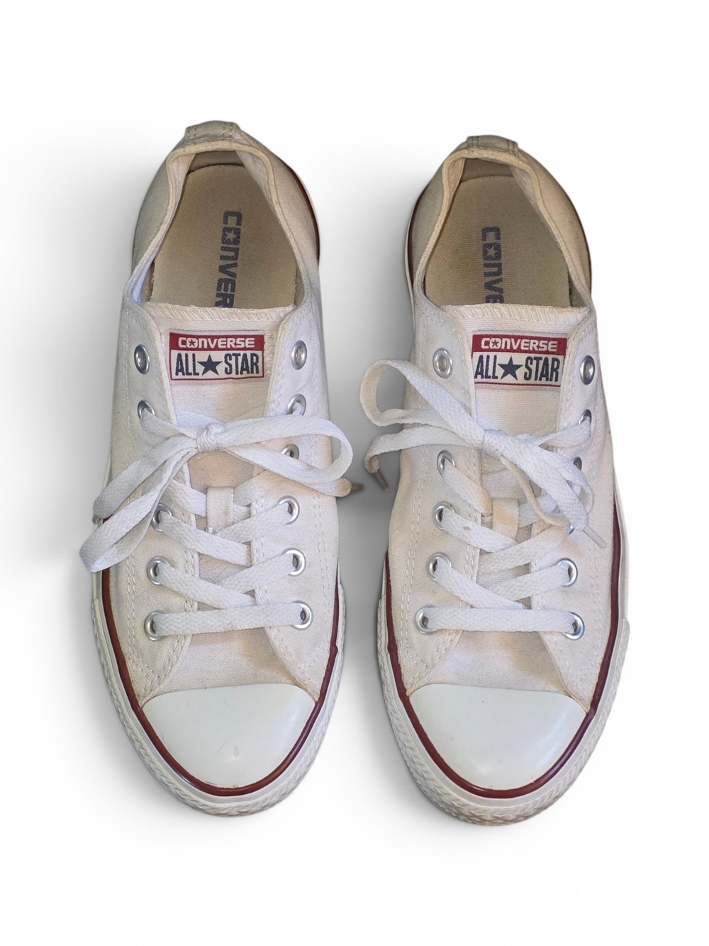 Converse Classic Low Top Chuck Taylor Sneakers w/ Red Trim Size Mens 7 Womens 9